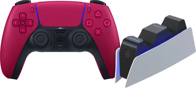Sony PlayStation 5 DualSense Wireless Controller Cosmic Red und Blue mit Ladestation - Bild 1