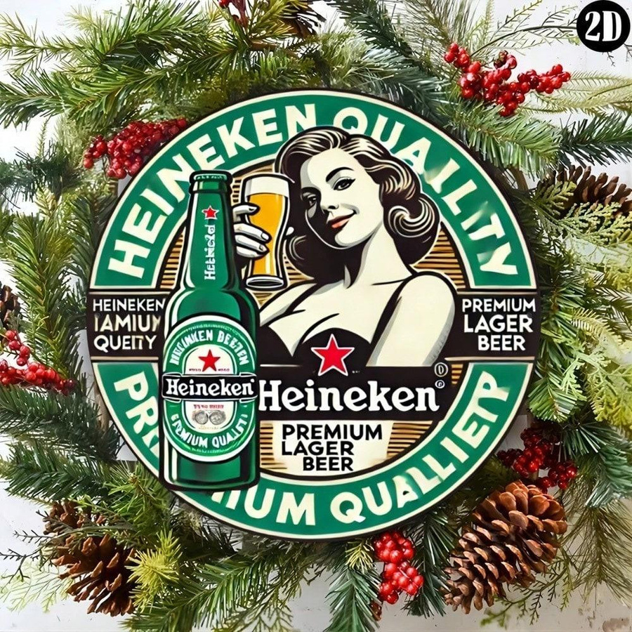 Heineken Vintage Metall Bier Schild Wandkunst im amerikanischen Stil, bunt - Bild 4