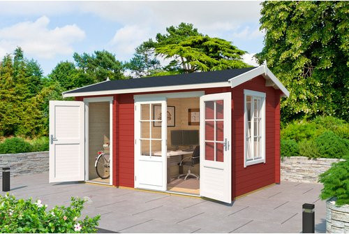 Holz-Gartenhaus Lasita Wrexham mit Satteldach in Schwedenrot, B/H/T: 430 x 250,8 x 283,5 cm - Bild 1