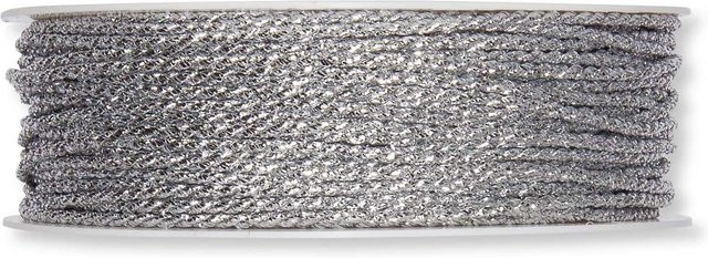 Halbach Kordel 2mm in Silber aus Acetat, Polyester und Baumwolle, 10m - Bild 1