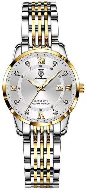 POEDAGAR Armbanduhr, Quarz, Edelstahl, Weiß, 30 mm, Damen - Bild 1