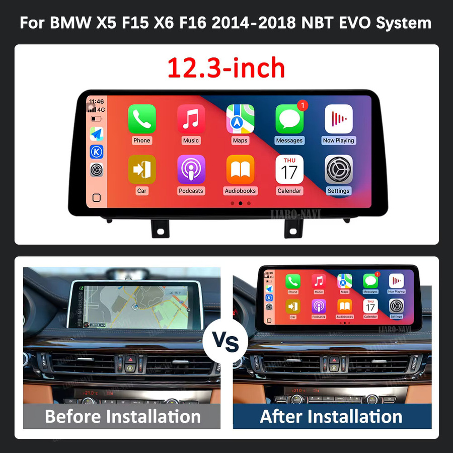 LIARO-NAVI Android 14 Autoradio-Multimedia-Player mit 12,3 Zoll Display für BMW X5 F15 und X6 F16 (2014–2018), NBT EVO System mit WiFi, GPS und Bluetooth, Schwarz - Bild 5