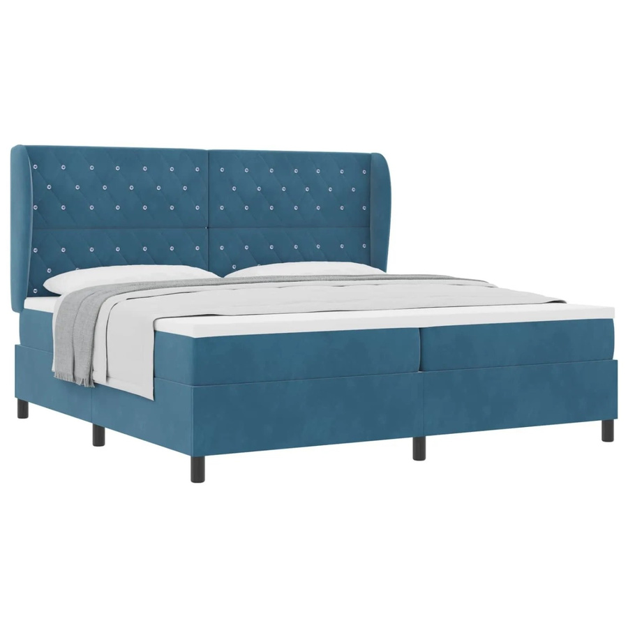 vidaXL Boxspringbett mit Matratze und Taschenfederkern in Dunkelblau, B/T: 200 x 200 cm - Bild 2