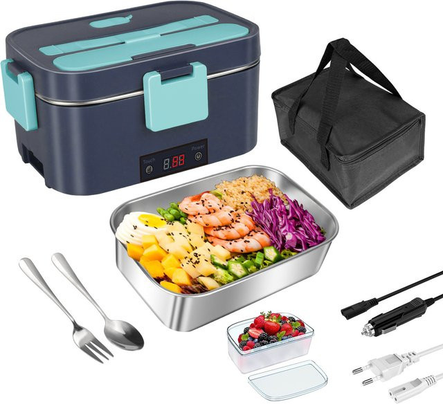 Avehrit 2-in-1 Elektrische Lunchbox mit Edelstahl-Behälter, tragbarer auslaufsicherer Speisenwärmer, mikrowellengeeignet - Bild 1