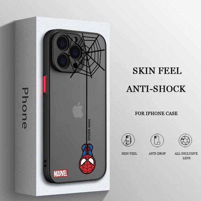 Spider-Man Handyhülle für iPhone 17 16 15 14 13 12 11 Pro Max Plus mini Matt Durchscheinend Weich von CozyHomeDecor in Grau und Transparent - Bild 1