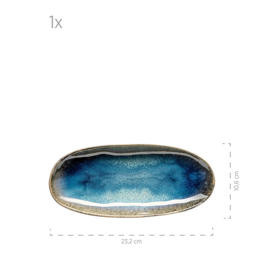 Mäser Servierplatten-Set Frozen aus Steinzeug in Weiß und Blau, oval - Bild 2