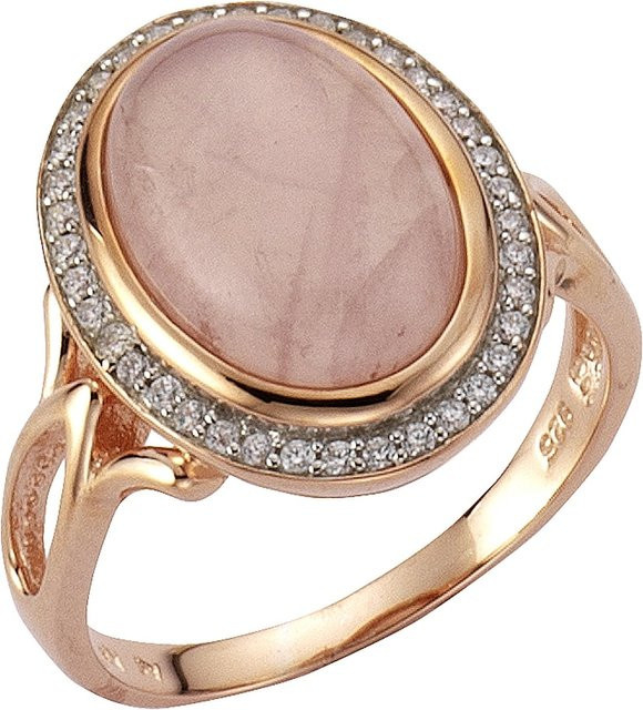Zeeme Gemstones Ring 925 Silber, rosé-vergoldet, Rosenquarz, Zirkonia, Damen - Bild 1