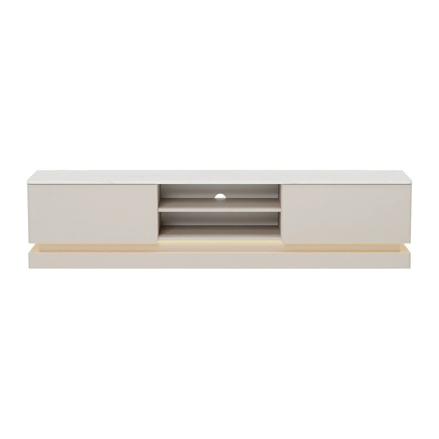 Vente-unique TV-Board Devika in Beige und Weiß mit integrierter Beleuchtung und Marmor-Optik, Breite: 190 cm - Bild 2