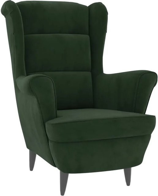 vidaXL Sessel aus Samt in Dunkelgrün mit Armlehnen, B/T/H: 90 x 43 x 81 cm - Bild 1