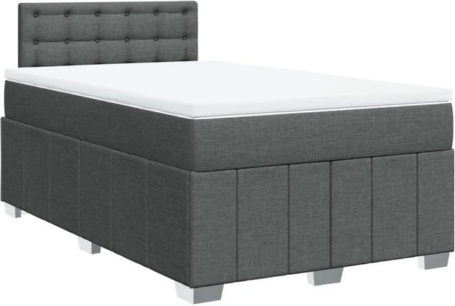 vidaXL Boxspringbett mit Matratze und Taschenfederkern in Dunkelgrau, B/T: 120 x 190 cm - Bild 1