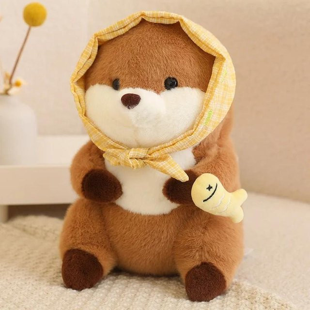 BC Pet Supplies Cartoon Otter mit Hut Fisch, Plüsch Spielzeug, 30cm, ab 14 Jahren - Bild 1