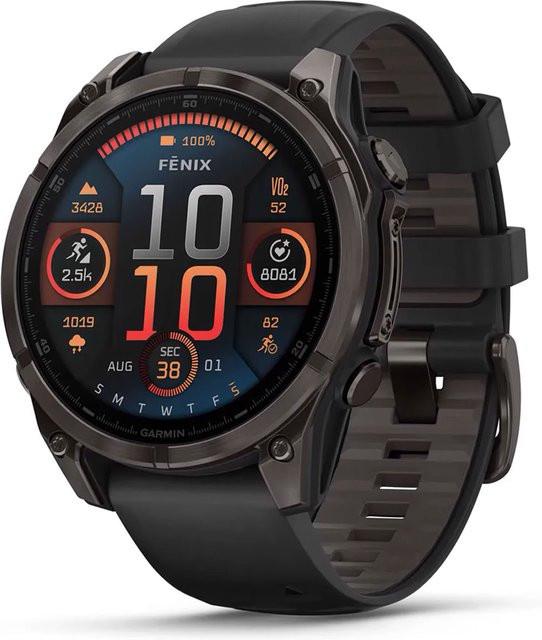 Garmin Smartwatch fenix 8, Saphirglas, Silikonband, 47 mm, Herren, Schwarz - Bild 1