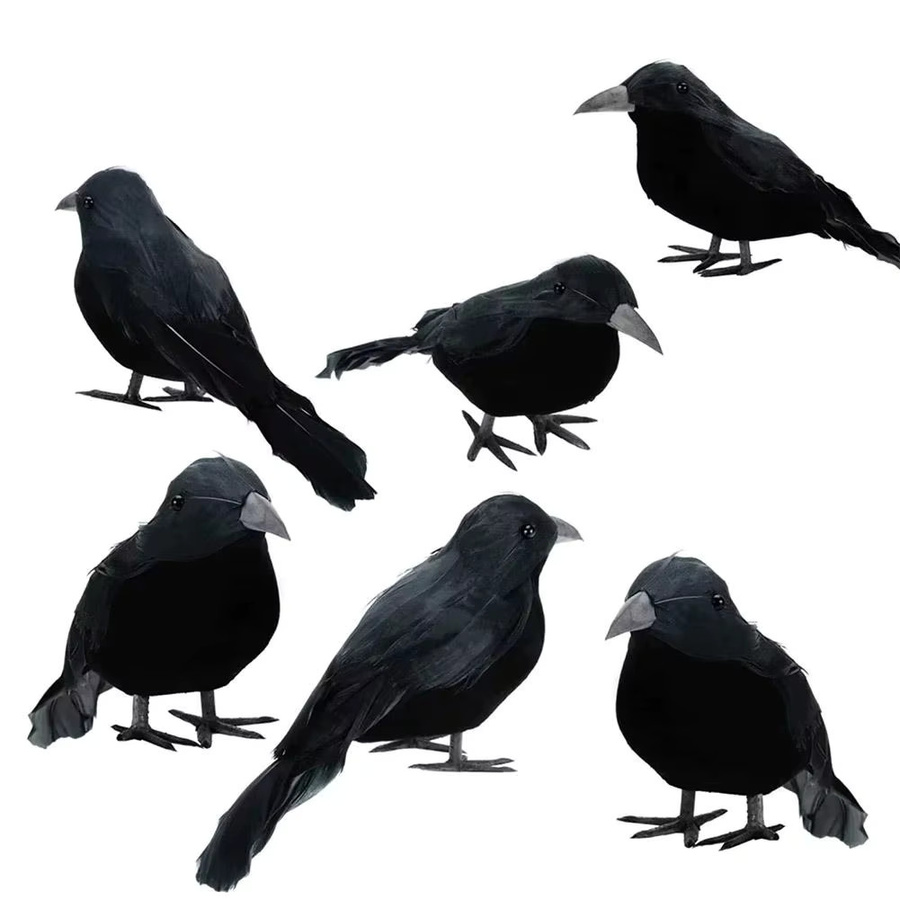KITPIPI Dekorative schwarze Krähe aus Plüsch als Halloween-Deko und Horror-Ornament - Bild 2