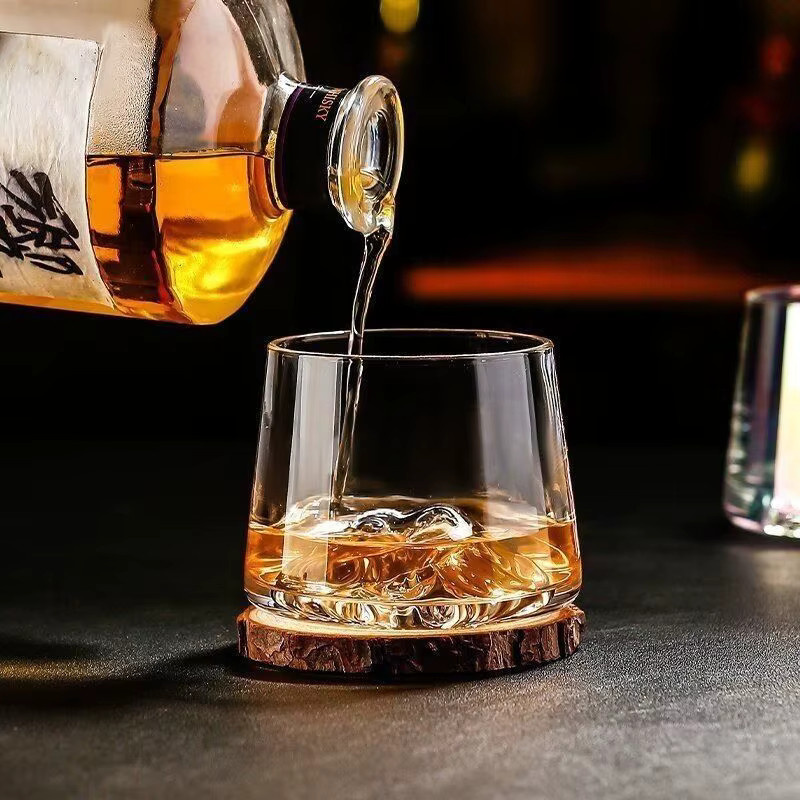 Kristallglas-Whiskybecher im Eisberg-Design, transparenter Tumbler für Likör, Wodka, Tequila und Cocktails - Bild 2