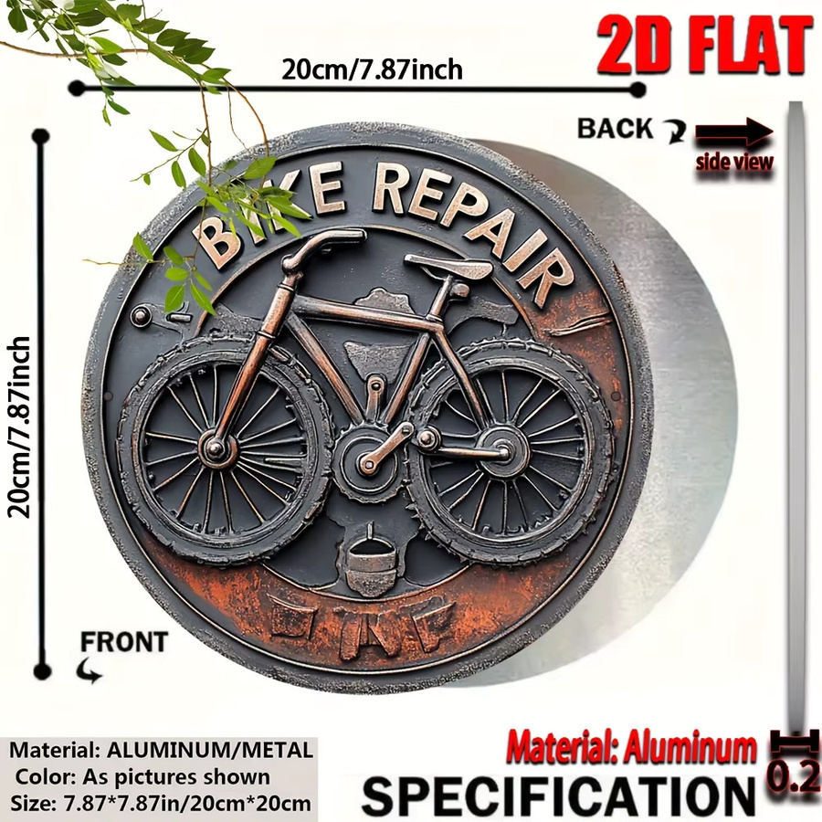 Potdemiel Vintage Metall-Wandkunst Fahrrad-Design, rund, Mehrfarbig, Durchmesser: 20 cm - Bild 2