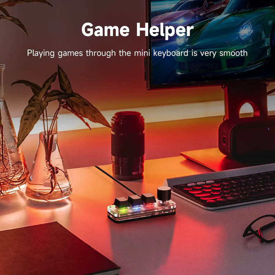 GGBEE Mechanische USB Gaming Tastatur mit 3 Makro-Tasten und RGB-Beleuchtung in Weiß - Bild 2