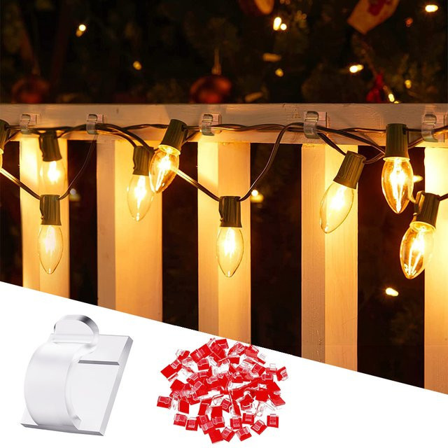 30 Stück Klebstoff Kabel Clips Transparent für Outdoor Weihnachtsbeleuchtung und Kabelmanagement - Bild 1