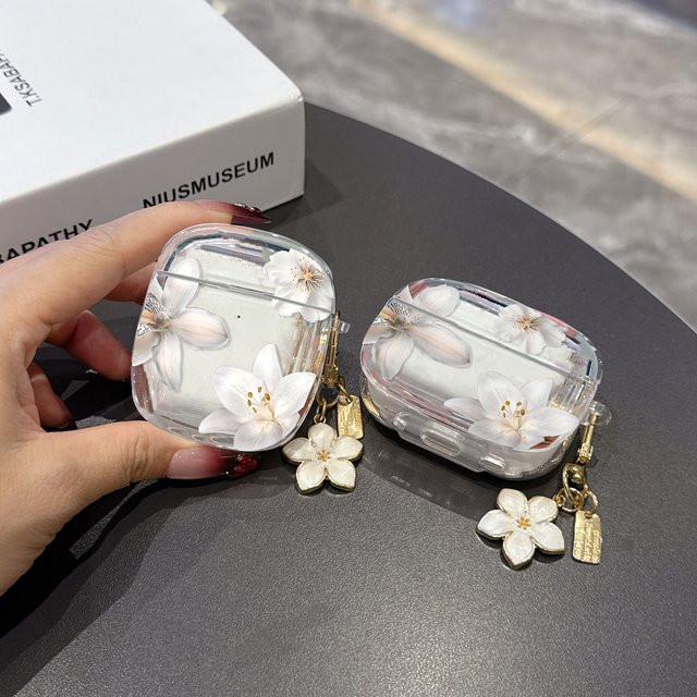 INS Soft Case Schutzhülle mit blauem Blumenmuster für Apple AirPods 4 und AirPods Pro 2 - Bild 1