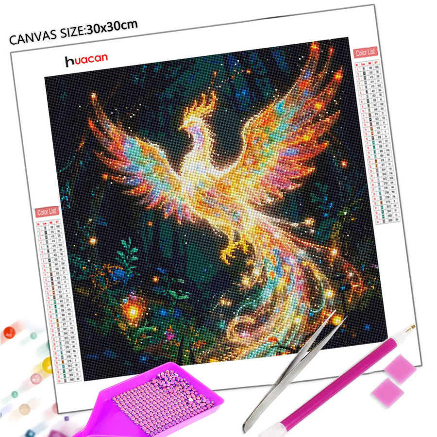Huacan 5D-Diamantgemälde Phoenix-Wald als Diamant-Mosaik Set in Multicolor, Breite: 20 cm, Höhe: 20 cm - Bild 2