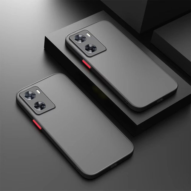 Stoßfeste Matte Schutzhülle aus hartem PC für OPPO A78 5G A77 A77S A57 A57S A17 A96 A76 A98 A58 A74 A54 A94 4G 5G und Realme 15 Pro in Schwarz - Bild 1
