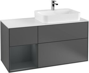 V&B Finion Waschtischunterschrank mit LED-Wandbeleuchtung und internen Regalen, Wandmontage, Breite: 120 cm - Bild 1