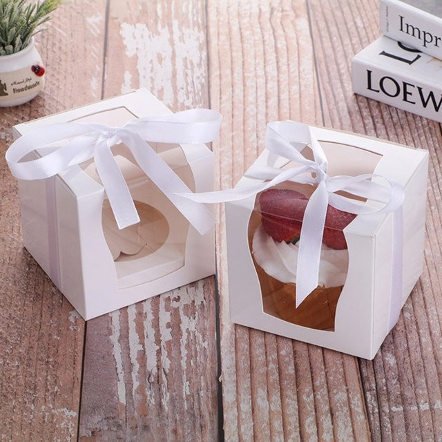 6er Set transparente Cupcake Boxen aus Kunststoff für Dessert und Kuchen zur Verpackung und zum Display - Bild 1