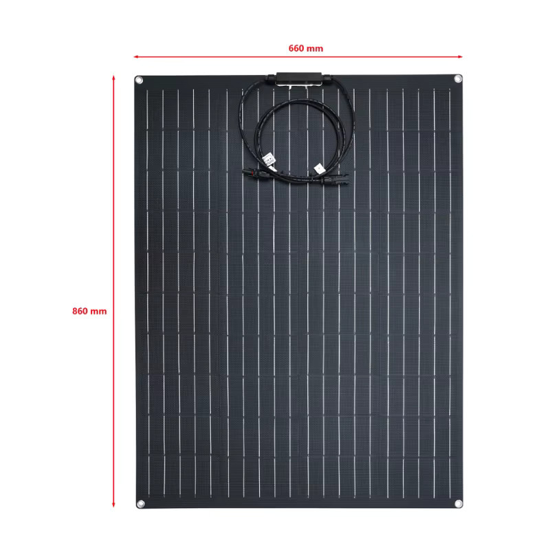 Luxuglow Solarpanel-Set mit flexiblem monokristallinen Solarzellen und Ladegerät, 600 W / 300 W, 18 V, Schwarz, ideal für Camping, Wohnmobil, Yacht und Boot - Bild 2