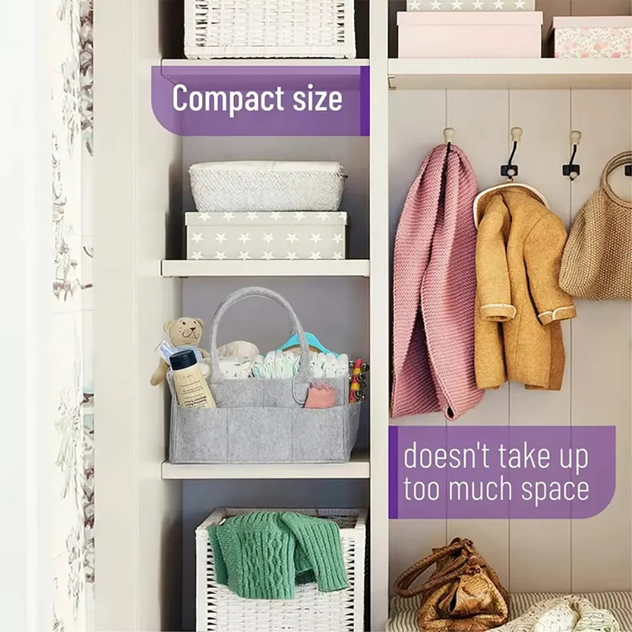 DUTRIEUX Windeltasche aus Stoff in Grau mit Griffen zur Aufbewahrung für Baby Essentials, B/H/T: 33,0 x 18,0 cm - Bild 2