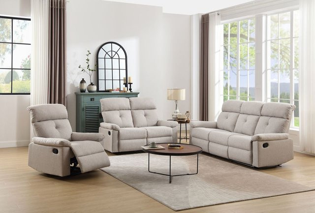 3-teilige Polstergarnitur Happy Home in Beige mit 5 Relaxfunktionen und passenden Armlehnen - Bild 1