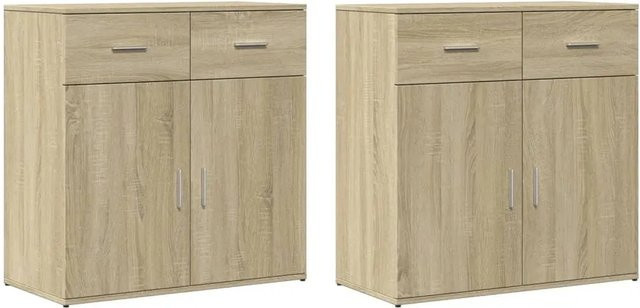 vidaXL Sideboard Set 2 Stück Sonoma Eiche, Farbe Braun, B/T/H: 79 x 38 x 80 cm - Bild 1