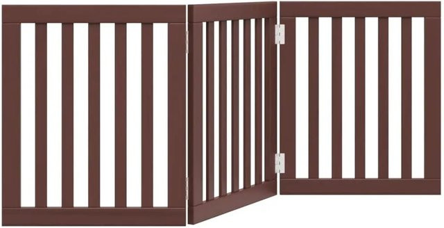 vidaXL Hundetor faltbar aus Pappelholz, 3-teilig, Braun, Breite: 150 cm - Bild 1