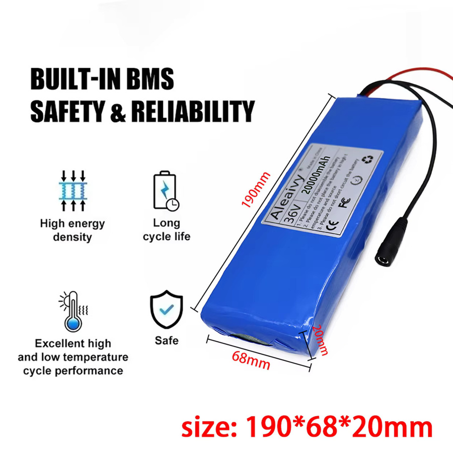 Aleaivy Li-Ionen-Akku 36V 20000mAh in Blau für Fahrrad und Roller mit 20A BMS und 500W Leistung - Bild 5