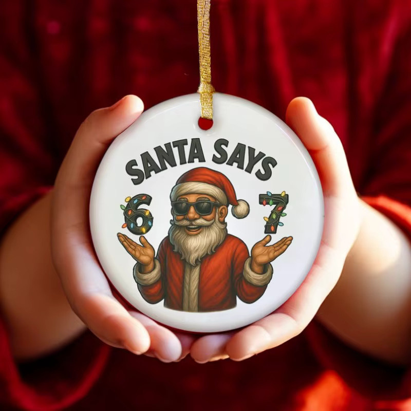DUTRIEUX Weihnachtsbaumdekoration Santa Claus Ornament mit Gen Z Slang Design, Keramik, Mehrfarbig - Bild 2