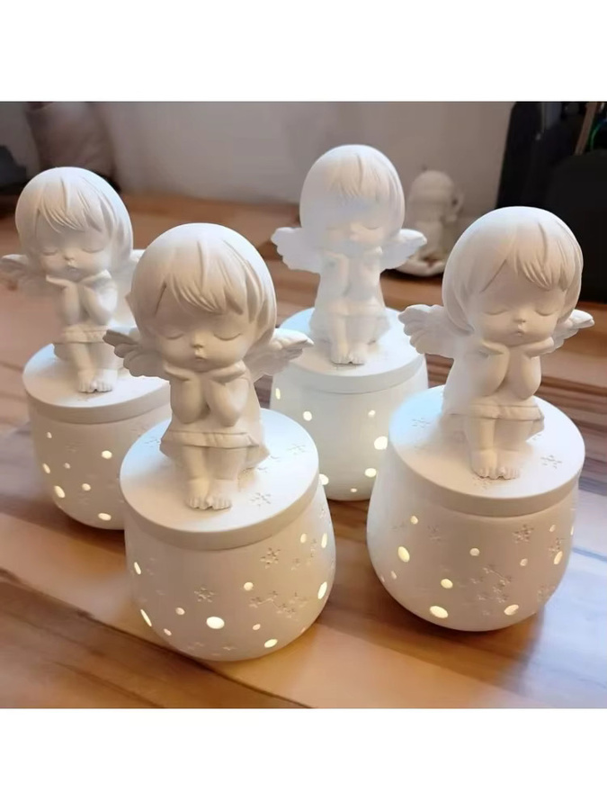 DNEJIU Engelsfigur Silikonform für DIY-Puppen und Kerzen in Weiß, Höhe: 6,5 cm, Breite: 5,0 cm - Bild 3
