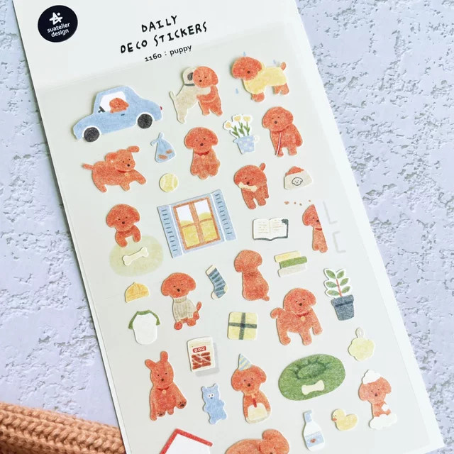 Suatelier Niedliche Welpen-Papieraufkleber für Scrapbook und DIY-Dekoration, Mehrfarbig - Bild 1