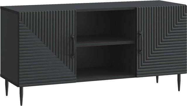 vidaXL TV-Schrank in Schwarz im Vintage-Style aus Holzwerkstoff, B/T/H: 102 x 34,5 x 50 cm - Bild 1