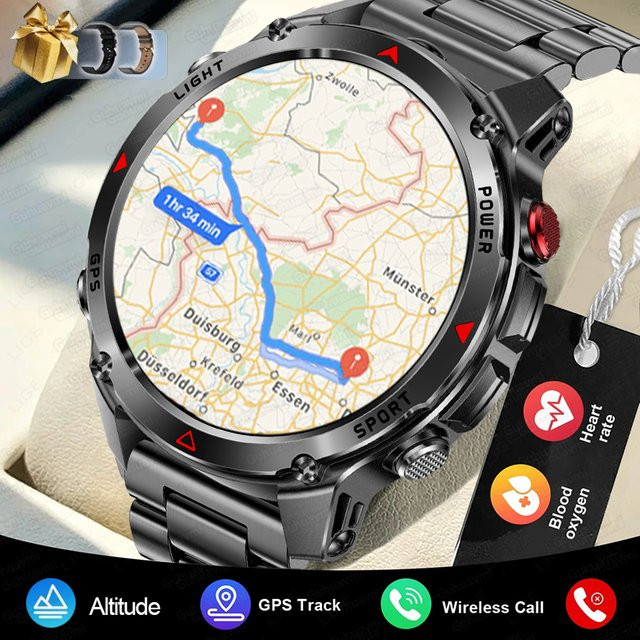 GUHUAVMI Smartwatch, Schwarz, GPS, 1,46 Zoll, Herren - Bild 1