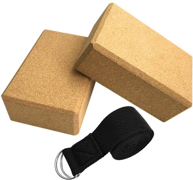 3er Set Yoga Blöcke aus Kork von Freedom Outdoors in Braun für dein Home Gym und Indoor Workout - Bild 1