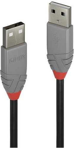 Lindy USB 2.0 Kabel mit USB-A Stecker, Schwarz-Grau, 3,00 m - Bild 1