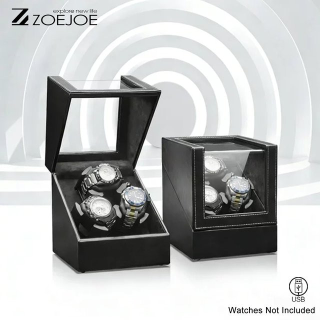ZOEJOE Automatischer Uhrenbeweger, 3-Slot, PU-Leder, Schwarz, Unisex - Bild 1