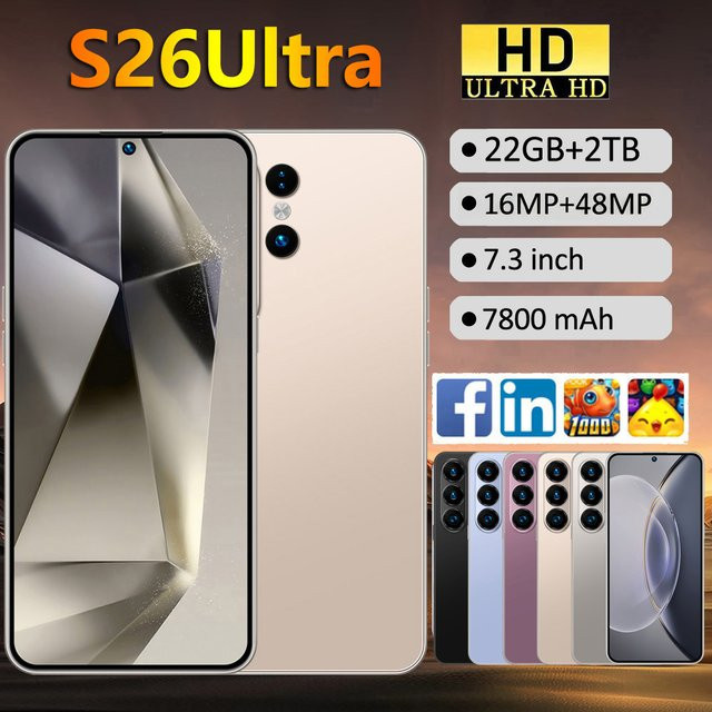 CHOTOG S26 Ultra Smartphone mit 7,3 Zoll Display, Android 15, 5G, Dual-SIM und 7800mAh Akku, Farbe: Blau, Globale Edition - Bild 1