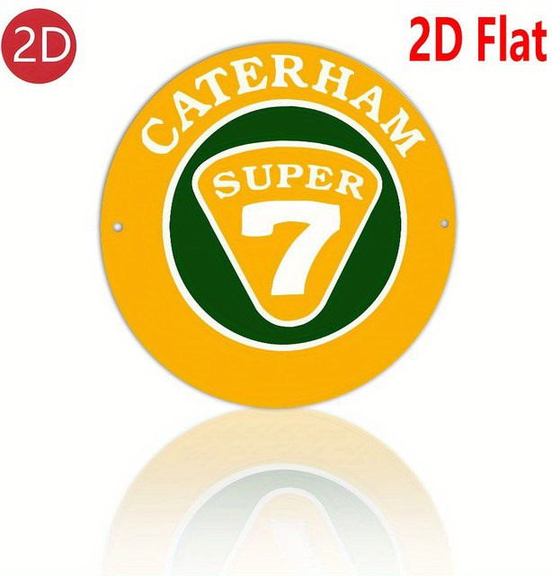 Caterham Super 7 Logo-Emblem Wandkunstschild aus Metall von Potdemiel, rund, Grün und Gelb, Durchmesser: 20,32 cm - Bild 1