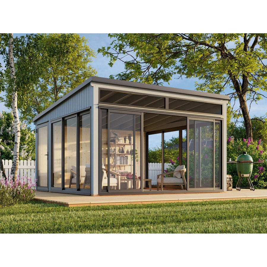 Palmako Holz-Gartenhaus Saga mit Pultdach in Grau, B/T: 420 x 420 cm - Bild 2