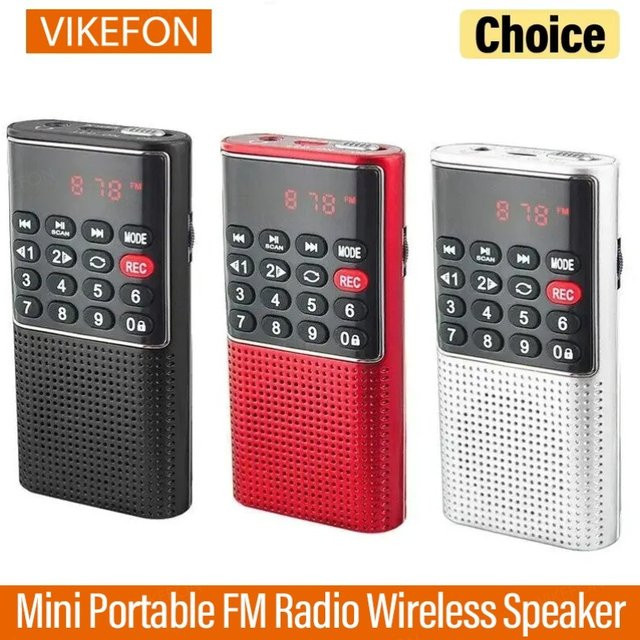 VIKEFON Tragbares Mini-FM-Radio und kabelloser Lautsprecher in Schwarz mit MP3-Player, Aufnahmefunktion, Freisprechfunktion sowie TF-Karten- und USB-Unterstützung - Bild 1