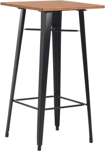 vidaXL Bartisch modern aus Kiefer Massivholz und Stahl in Schwarz und Braun, B/T/H: 60 x 60 x 108 cm - Bild 1