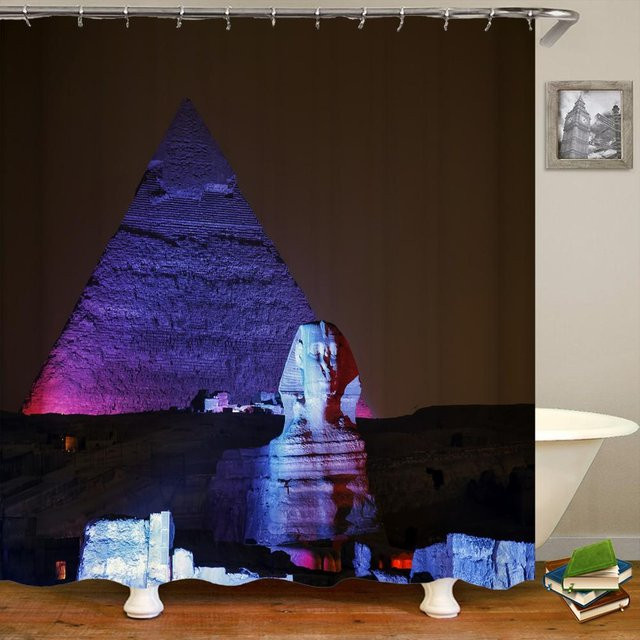 Baifenbai Home Furnishing Duschvorhang Altes Ägypten Pyramiden Retro Wüstenlandschaft, Polyester, Wasserdicht, B/H: 150 x 180 cm, Mehrfarbig - Bild 1