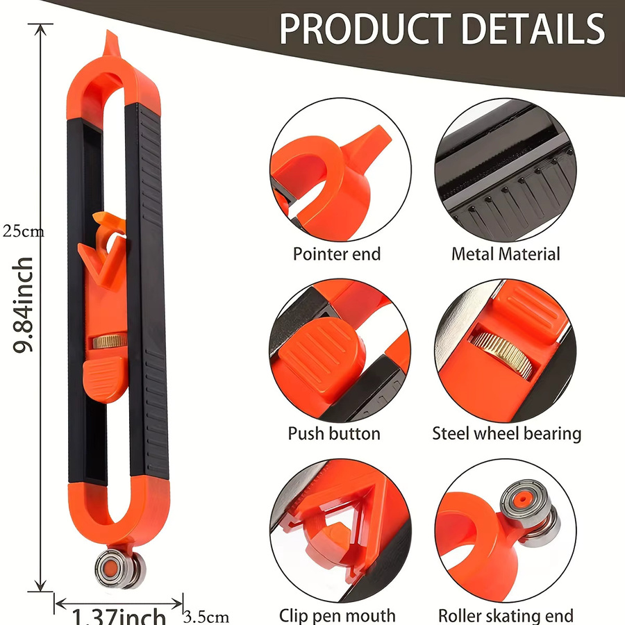 NIUXIANG Profilometer-Markierungswerkzeug in Orange als Duplikator für unregelmäßige Formen zur Holzbearbeitung und zum Messen von Teppichfliesen - Bild 5