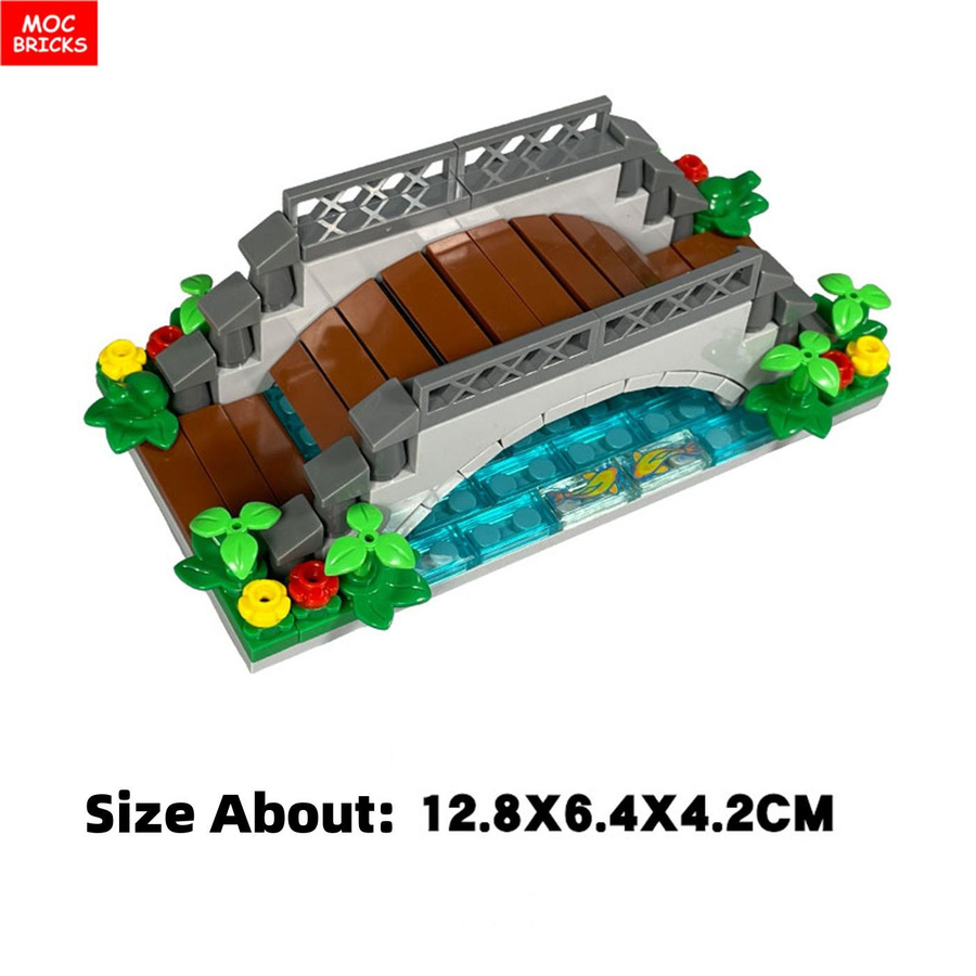 Yiran toy MOC Bausteine Brücke Fluss Wasser See Hain Dschungel Bach Szene Bauernhof Aussicht Dorf Stadt Konstruktionssteine ab 6–12 Jahren - Bild 2