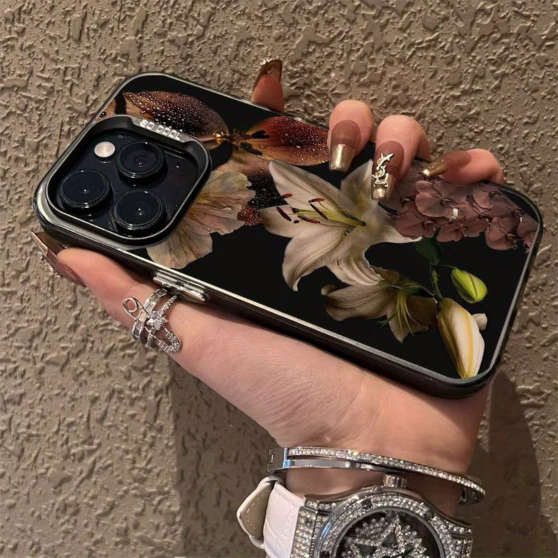 Exquisite TPU-Handyhülle mit Vintage Blumenmuster für iPhone Modelle in Schwarz und Multicolour - Bild 2