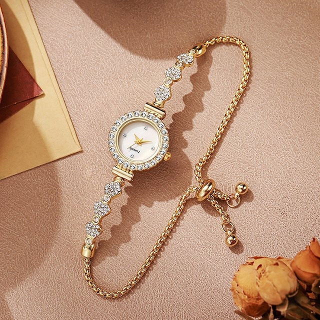 Armbanduhr Quarz, Gold, Diamantbesetzt, Damen - Bild 1